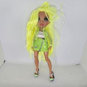 MGA Rainbow High KARMA NICHOLS 11" Neon Green Fashion Doll w/ Outfit Used.